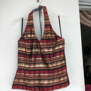 Gold and red halter top